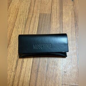 Moschino Elegant Black Leather Clutch